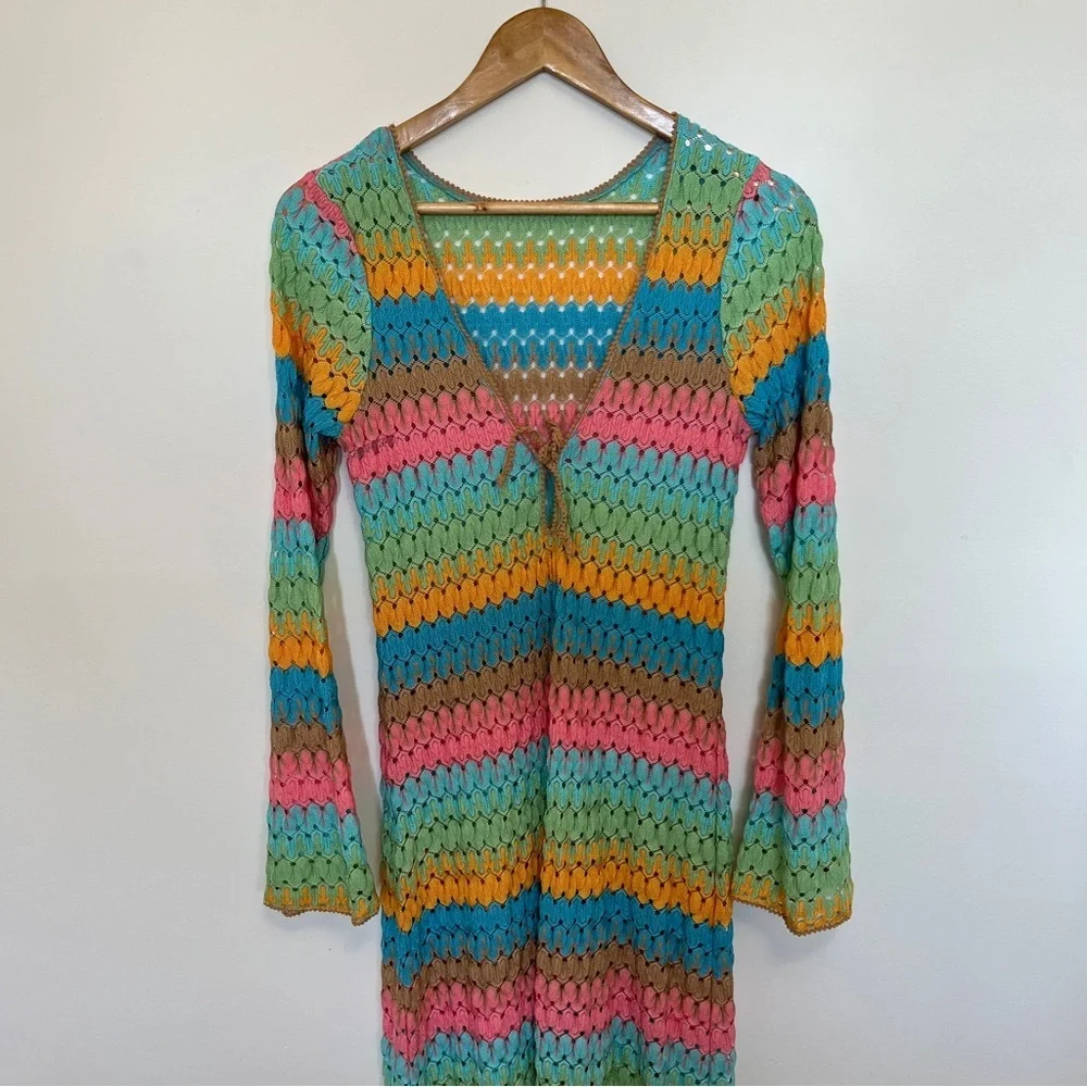 Show Me Your MuMu Vacay Coverup Crochet Maxi Dress Size Small - Picture 4 of 6